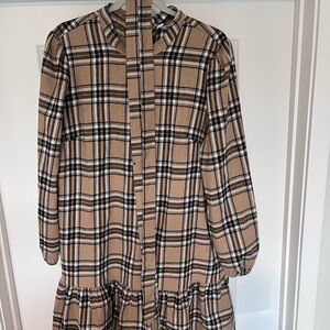 Cupshe Beige and Black Checkered Shirt